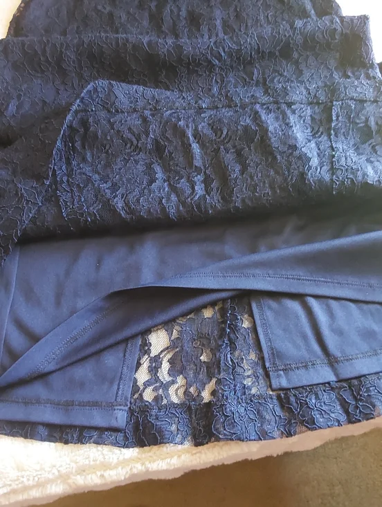 🌺 Like New Ralph Lauren Navy Stretch Lace Maxi Gown/Dress - Picture 10 of 11